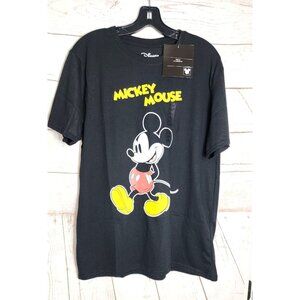 Disney Large Mickey Mouse Graphic Crew Neck Cotton/Polyester Black T Shirt
